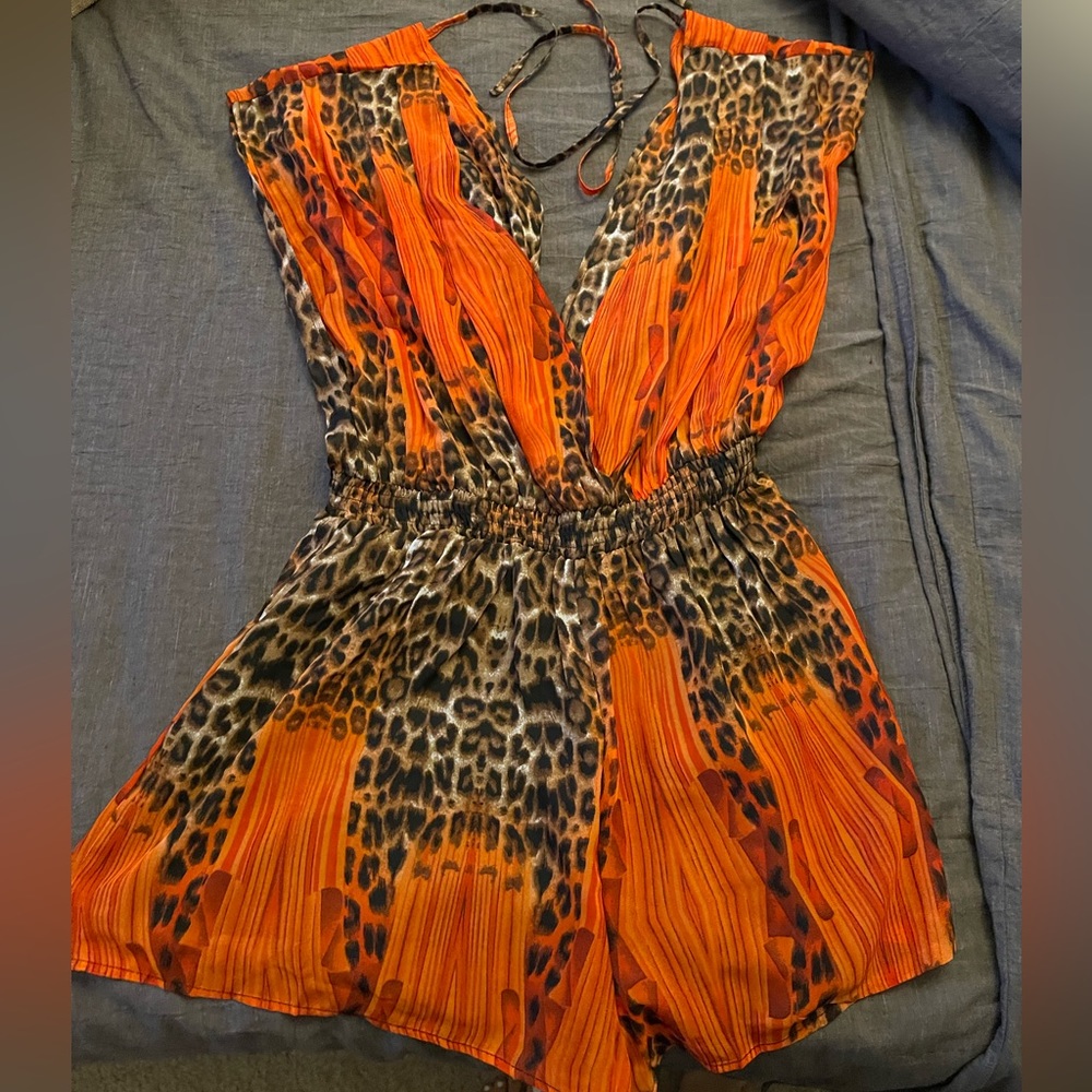 Orange & Leopard Beach Cover Up